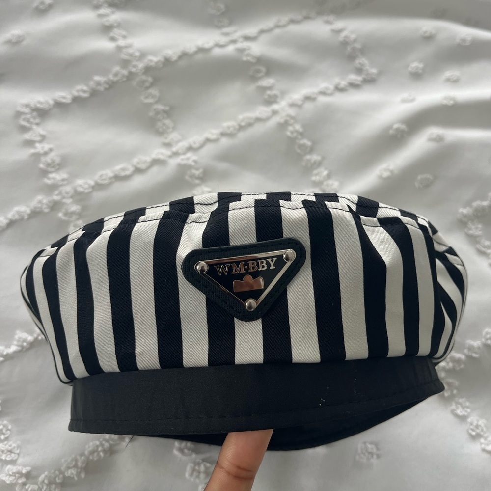 Stylish black and white striped hat